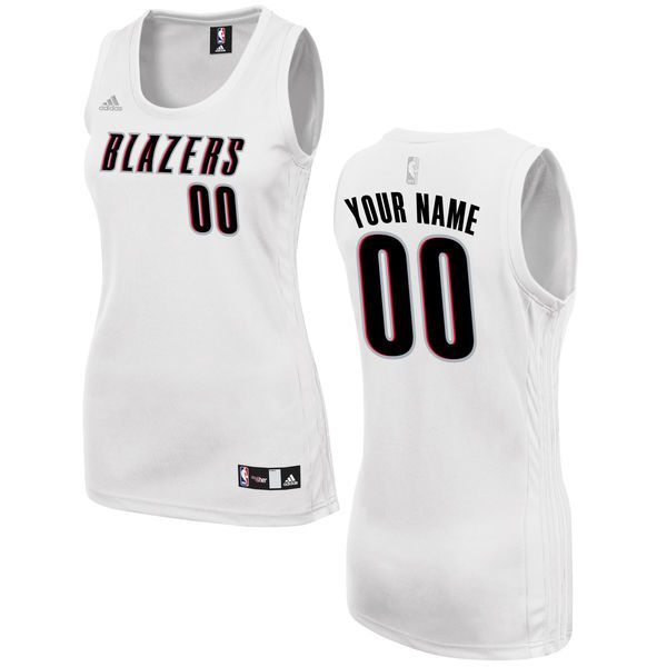 Women Portland Trail Blazers Adidas White Custom Fashion NBA Jersey